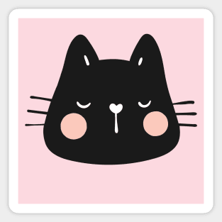 Black Cat on Pink Sticker